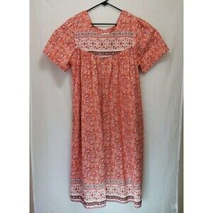 Expressions Floral House Dress Pockets Short Sleeve Cotton Size XL